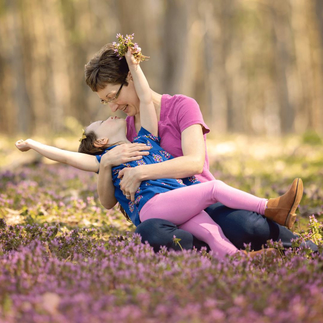 Mom having fun with daughter
