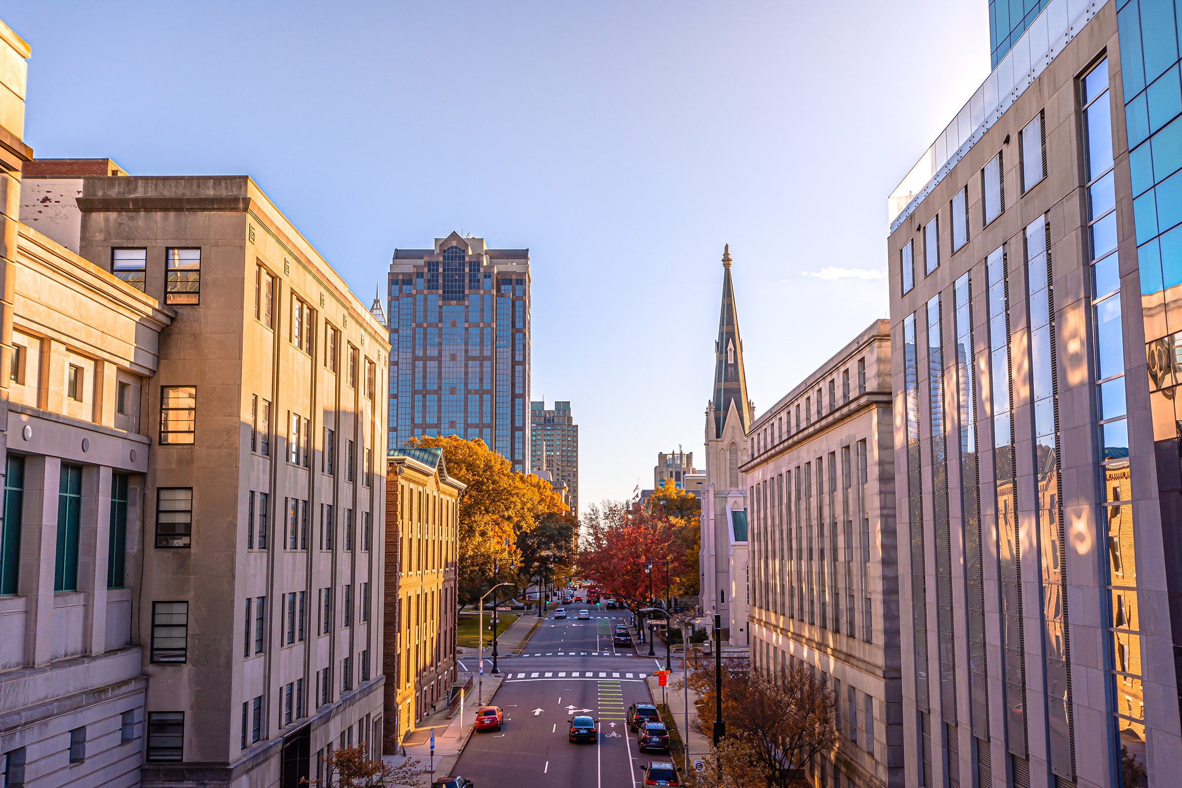 View,Of,Downtown,Raleigh,At,North,Salisbury,Street,In,Fall