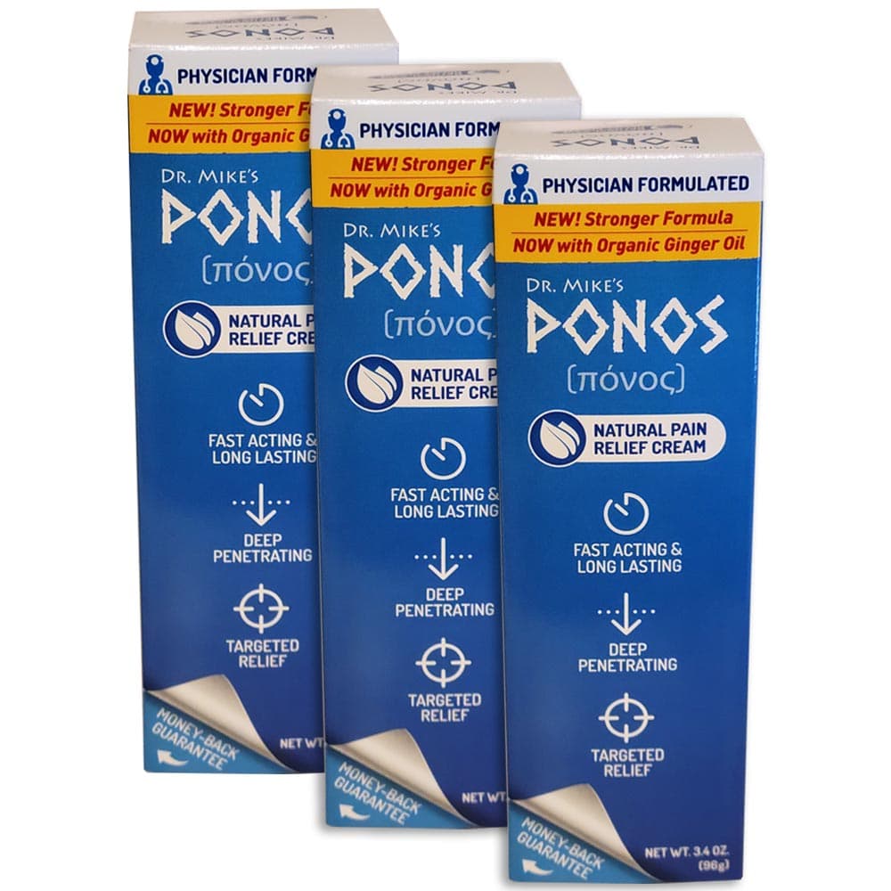 Ponos-3-bottles three bottles of Ponos pain relief cream