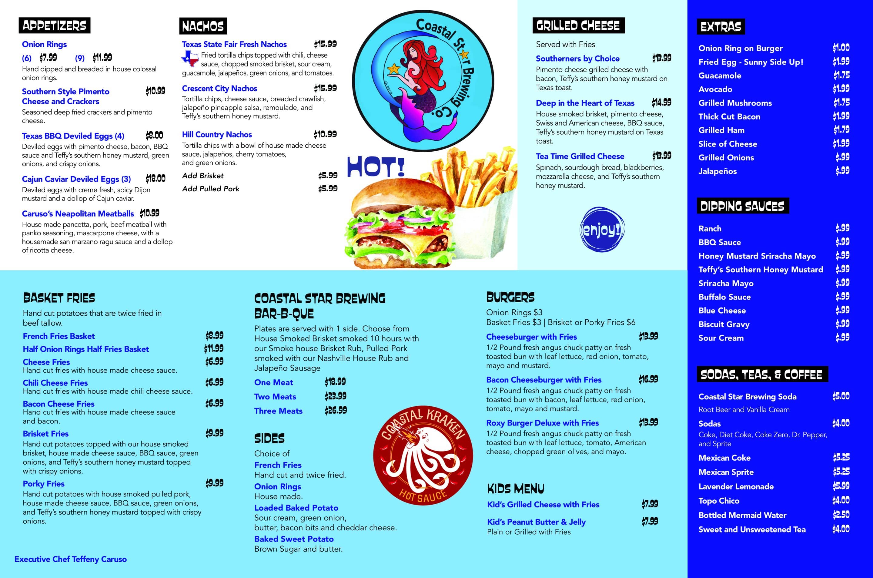 2025 Coastal Star Brewing Company Menu Back