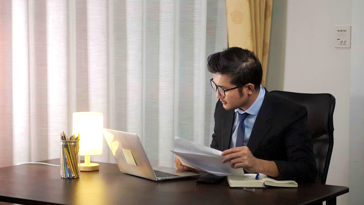 man working at a desk