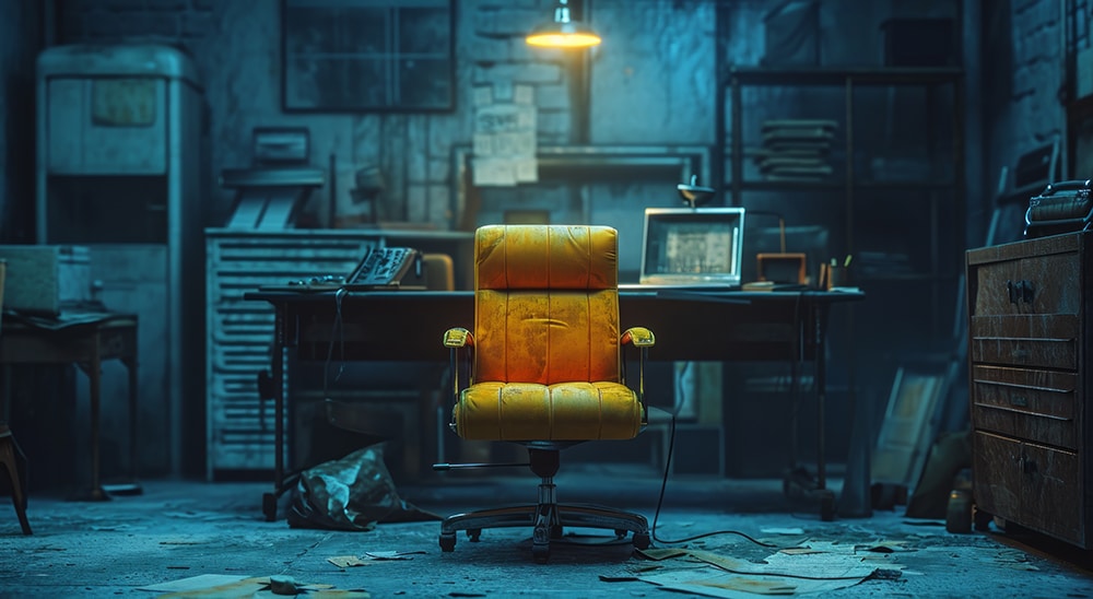 chair in a dark office chair in a dark office